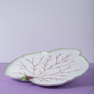 Assiette table Feuille de Rhubarbe en porcelaine de limoges, vert prairie [1]
