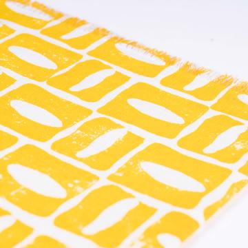 Serviette de table Oeil en lin sérigraphié, jaune [2]