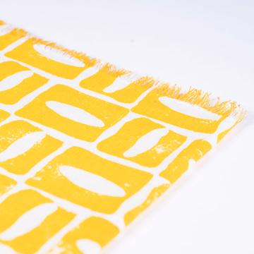 Serviette de table Oeil en lin sérigraphié, jaune [1]