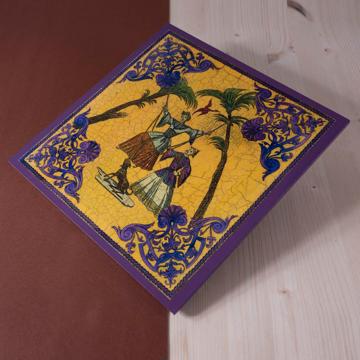 Chinoiseries, sets de table en chromo sur bois, multicolore, set de 4 [1]
