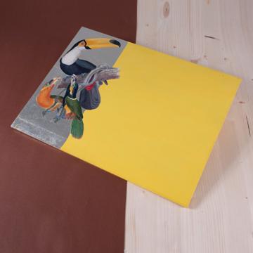 Perroquets, sets de table en Arté Povera sur bois, jaune, perroquet 1 [1]