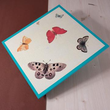 Set de table Papillon en chromo sur bois, turquoise [1]
