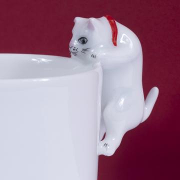Tasse Chat en porcelaine de Limoges, blanc, moka [2]