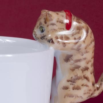 Tasse Chat en porcelaine de Limoges, miel, moka [2]