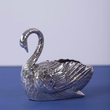 Vase Cygne en métal argenté