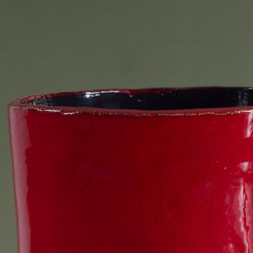 Grand Vase Rouge en faïence, rouge foncé [3]