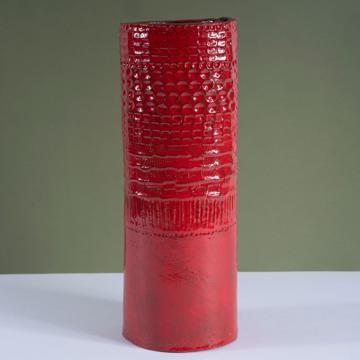 Vase Frise en faïence, rouge foncé