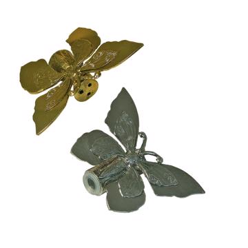 Salière Papillon en métal argenté ou doré, multicolore, set de 2