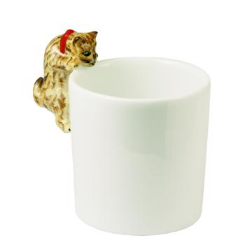 Tasse Chat en porcelaine de Limoges, miel, moka