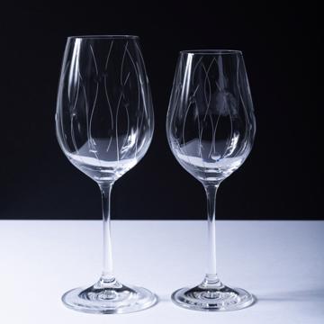Verres à vin Onde en Cristal gravé, transparent, paire [1]