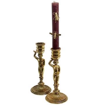 Adam and Eve candlestick in silver or gold plated metal, gold [2]
