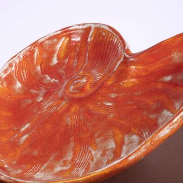 Nautilus plate in stamped earthenware, strong orange [5]