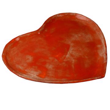Heart Plate in stamped earthenware, red orange [4]