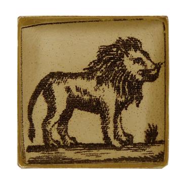 Animal Cufflinks in decoupage and resin, light grey, lion