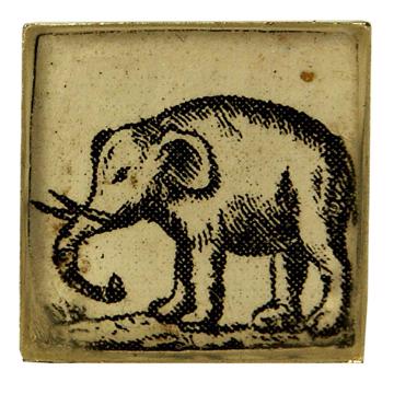 Animal Cufflinks in decoupage and resin, light grey, elephant