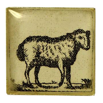 Boutons de Manchette Animaux en Découpage et résine, gris clair, mouton