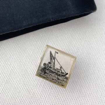 Boat Cufflinks in decoupage and resin, multicolor, set of 2 [3]
