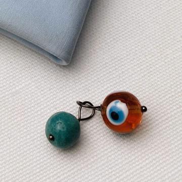 Eye cuff-links with spun glass, orange [2]