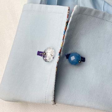 Stones cuff-links with stones and cristal, french blue, crystal [2]