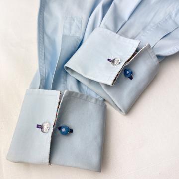 Stones cuff-links with stones and cristal, french blue, crystal [1]
