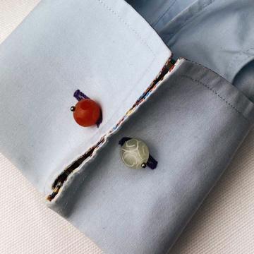Stones cuff-links with stones and cristal, orange, glass [2]