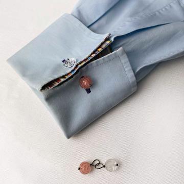 Stones cuff-links with stones and cristal, light pink, quartz and crystal [1]