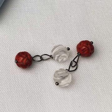 Stones cuff-links with stones and cristal, red , coral and cristal [1]