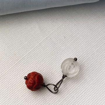 Stones cuff-links with stones and cristal, red , coral and cristal [4]