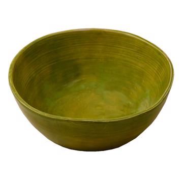 Round Bowl in earthenware, peridot green, 11 cm