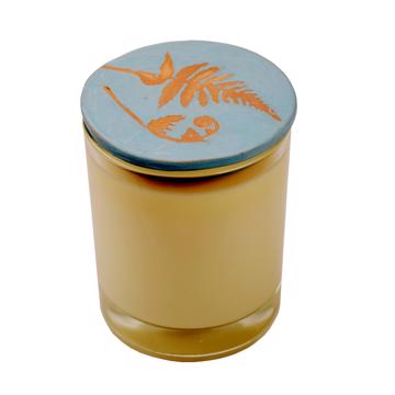Bougie Parfumée in glass and earthenware, sky blue, beeswaxe