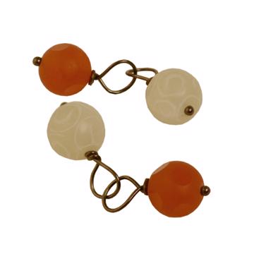 Stones cuff-links with stones and cristal, orange, glass