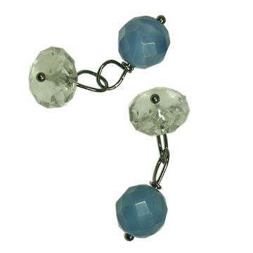 Stones cuff-links with stones and cristal, french blue, crystal