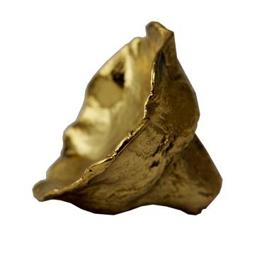 Large mushroom knob in casted metal, gold