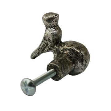 Bird knob in casted metal, silver, right hand [4]