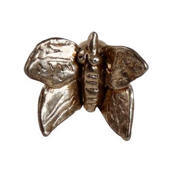 Bouton de porte Papillon en métal patiné, argent