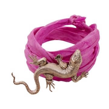 Lizard Bracelet with Sari, silver