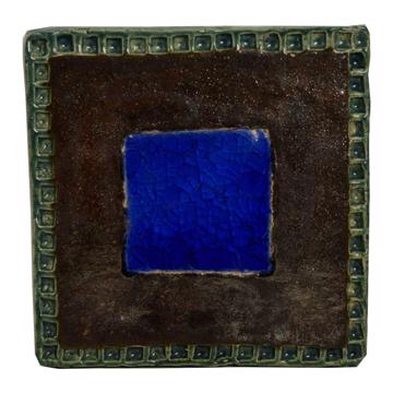 Square Azulejos Tile in earthenware, dark green