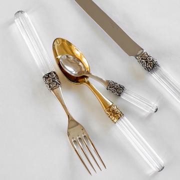 Fidélio Cutlery in silver plated and cristal, transparent, set of 2 [4]