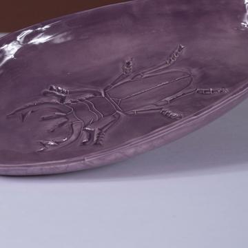 Coupelle Scarabée en Faïence estampée, aubergine [2]