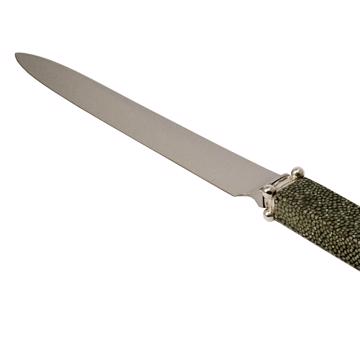 Couteau Galuchat en cuir véritable, vert foncé, dessert [5]