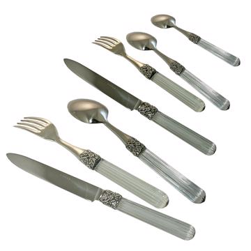 Fidélio Cutlery in silver plated and cristal, transparent, set of 7