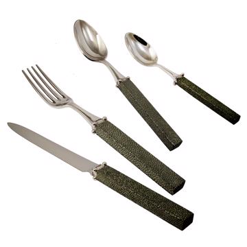 Set for 6 - Galuchat cutlery, dark green, cutlery set for 6 pers - 24 pieces [2]