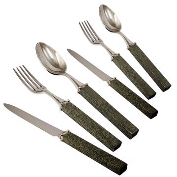 Set for 6 - Galuchat cutlery, dark green, cutlery set for 6 pers - 36 pieces [2]
