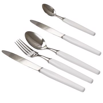 Piano Cutlery in resin and stainless steel, white, set of 5