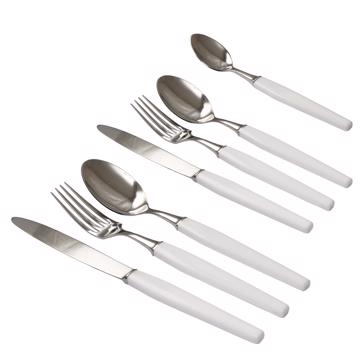 Piano Cutlery in resin and stainless steel, white, set of 7