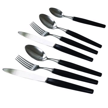 Piano Cutlery in resin and stainless steel, black, set of 2 [4]