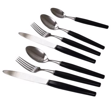 Piano Cutlery in resin and stainless steel, black, set of 7