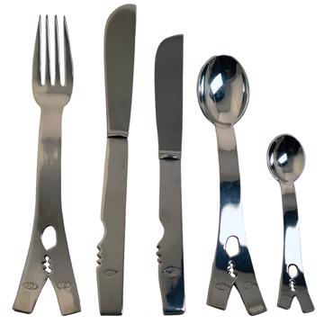 "The Kiss" cutlery in silver plated, silver, set of 5 [3]