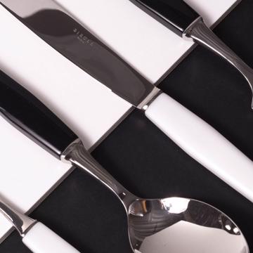 Piano Cutlery in resin and stainless steel, black, set of 5 [3]