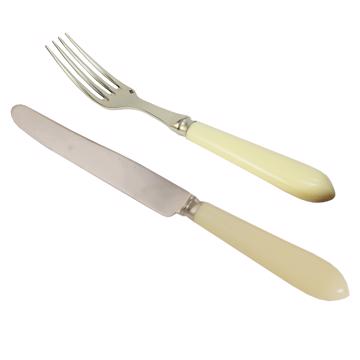 Tipo Cutlery in resin and stainless steel, egg shell, set of 2